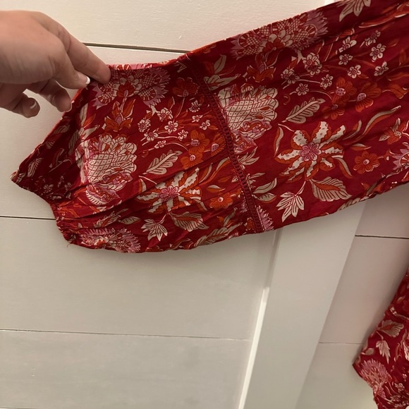 RACHEL ZOE Peasant floral loose fit V neck embroidered cottagecore blouse XL - Picture 5 of 12